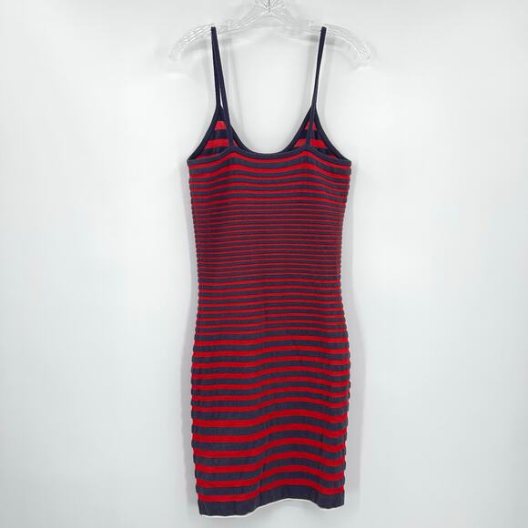 Alexander Wang Engineered Stripe Tank Dress Blue Orange Knit Bodycon Womens XS - Picture 8 of 11
